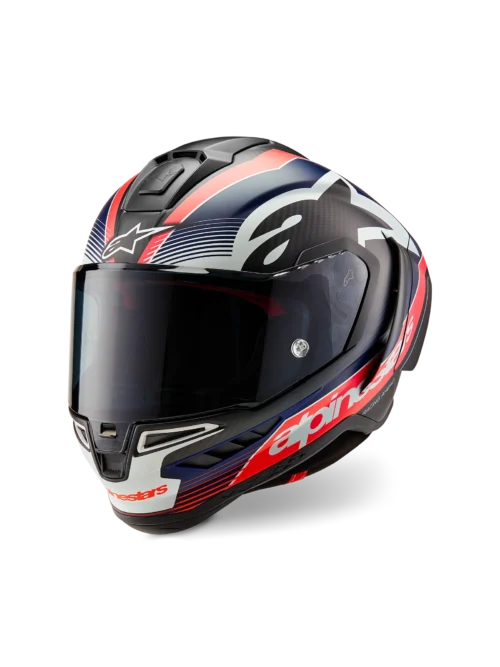 Alpinestars Supertech R10 Team Helmet / Blk Carbon FL Blue matt